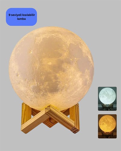 RGB Modlu 16 Renkli Ay Gece Lambası 3D Baskı
