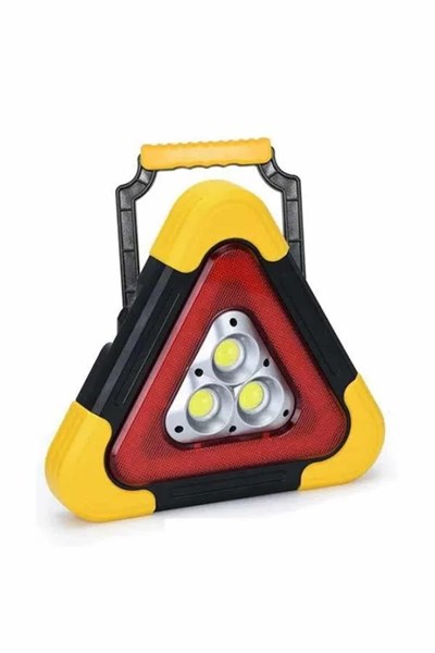 Reflektör Güneş Panelli Solarlı Şarjlı Üçgen Işıklı Trafik Reflektör Fener