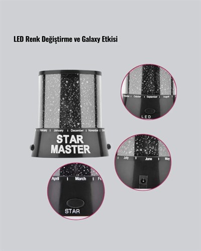 Renk Değiştirmeli LED Yıldız Projektör Parti ve Gece Lambası