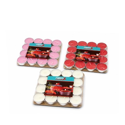 Renkli Yuvarlak Tea Light Mum 16lı