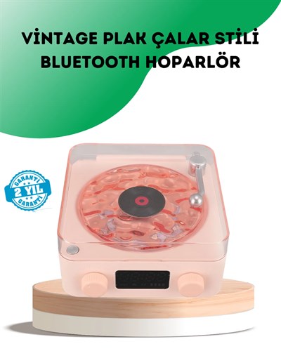 Retro Bluetooth Hoparlör – Kristal Ses, Gece Lambası, Saatli Tasarım