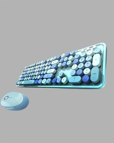 Retro Daktilo Stilli Kablosuz Klavye Mouse Seti – Sessiz ve Şık