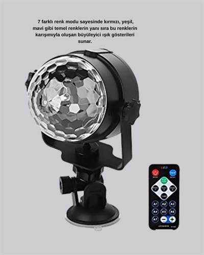 Ritme Duyarlı LED Disko Topu – Renkli Işık Gösterili Parti Lambası