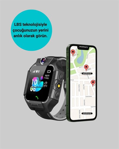 S10 Akıllı Çocuk Saati Siyah Model Çift Yönlü Konuşma ve SOS