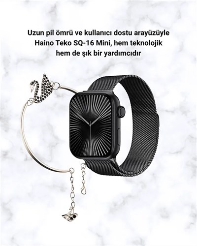 SQ-16 Mini Series 10 Akıllı Saat | Şık ve Hafif Tasarım, 3 Kordon Seçeneği