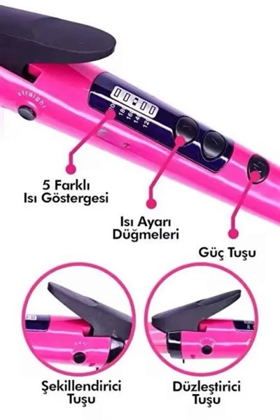 Saç Düzleştirici Şekillendirici Saç Maşası İkili Şekillendirici Isı Ayarlı