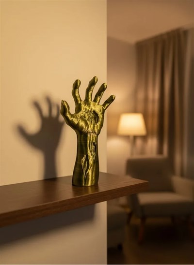 Sanatsal El Formu Heykel Altın Yeşil Tasarım Hediyelik Dekor