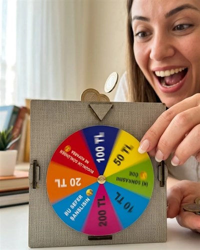 Şans Çarklı Tasarruf Kumbarası Para Biriktirme Oyunu Motivasyonlu