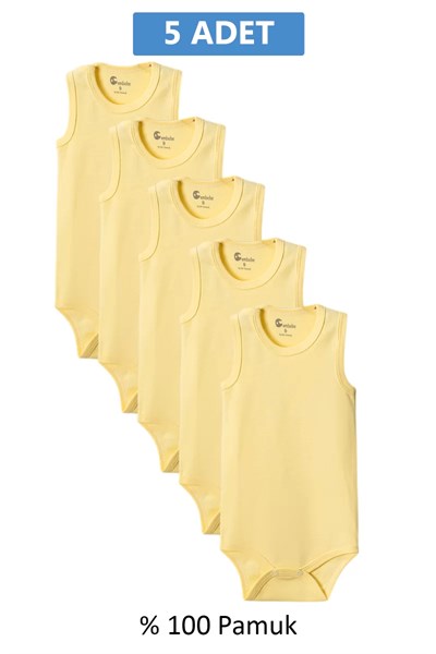 Sarı Askılı Body Zıbın 2-7 YAŞ Çocuklar İçin (5 ADET) Alttan Çıtçıtlı Özel Gereksinimli