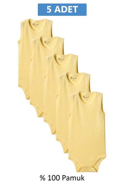 Sarı Askılı Body Zıbın 2-7 YAŞ Çocuklar İçin (5 ADET) Alttan Çıtçıtlı Özel Gereksinimli-D