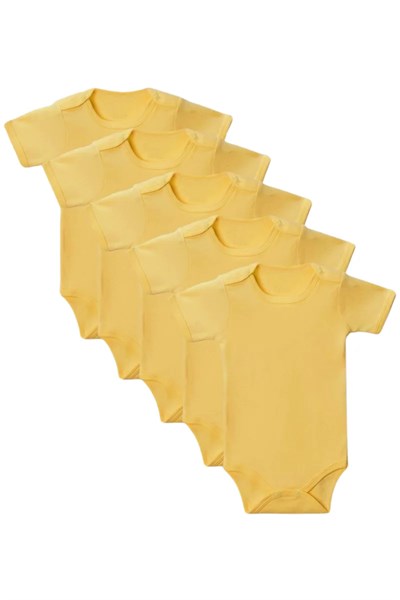 Sarı Yarım Kol Body Zıbın 2-7 YAŞ Çocuklar İçin (5 ADET) Alttan Çıtçıtlı Özel Gereksinimli