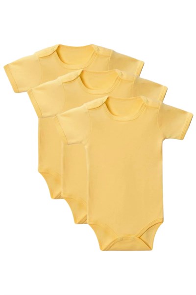 Sarı Yarım Kol Body Zıbın 2-7 YAŞ Çocuklar İçin (3 ADET) Alttan Çıtçıtlı Özel Gereksinimli