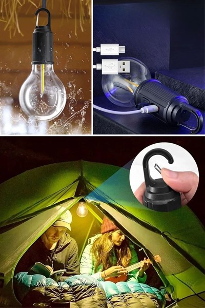 Şarj Olabilen 3 Farklı Mod Ledli Kendiliğinden Asma Kancalı Kamp,dış Cephe Lambası