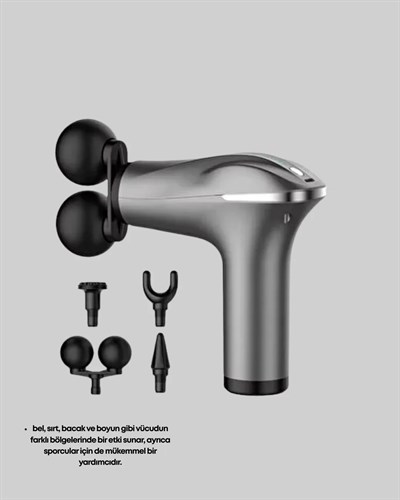 Şarjlı 4 Başlıklı Titreşimli Masaj Aleti Derin Kas Masajı Sporcu Destekli