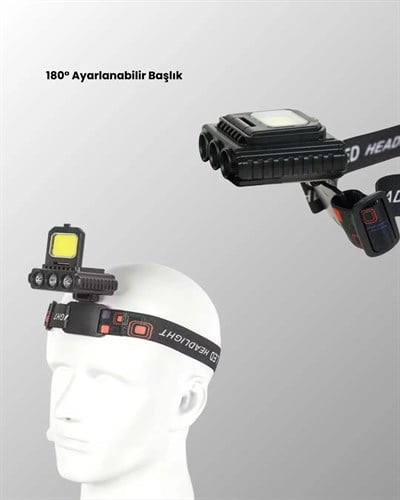 Şarjlı LED Kafa Lambası 800 Lumen COB XPE Ayarlanabilir Başlıklı