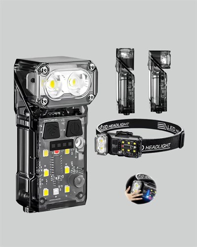 Şarjlı LED Kafa Lambası Manyetik Klipsli El Sensörlü Çok Fonksiyonlu