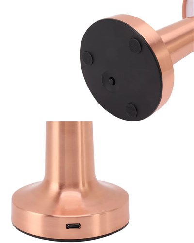 Şarjlı LED Masa Lambası 3 Kademe Dokunmatik Bronz Modern Tasarım