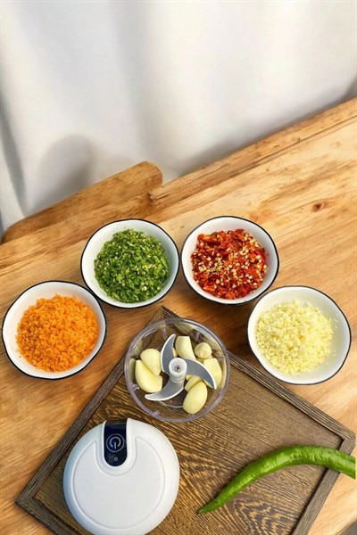 Şarjlı Mini El Rondosu Doğrayıcı Taşınabilir 250 ml Çelik Bıçaklı