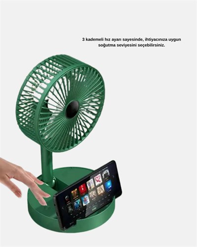Şarjlı Mini Fan Katlanabilir 3 Hız Ayarlı Taşınabilir Tasarımlı