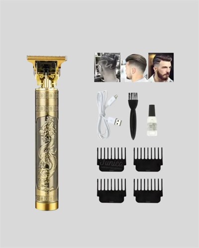 Şarjlı T Bıçaklı Saç ve Sakal Tıraş Makinesi – 3 Başlıklı, Güçlü Motorlu, 2 Saat Kullanım