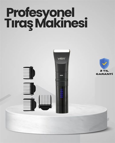 Şarjlı Tıraş Makinesi –Dijital Ekranlı, Hızlı Şarjlı, Profesyonel Kesim Seti