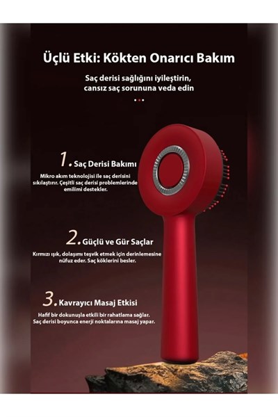 Şarjlı Ve Titreşimli Saç Masaj Tarağı Bakım Yağı Hazneli Fırça