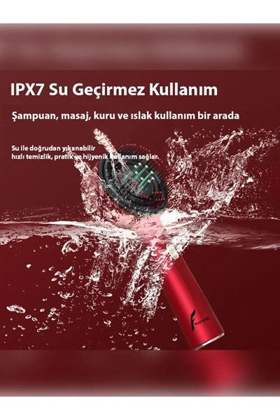 Şarjlı Ve Titreşimli Saç Masaj Tarağı Bakım Yağı Hazneli Fırça