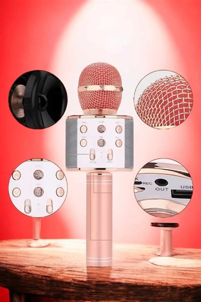 Şarjlı ve Uzun Pil Ömürlü Karaoke Mikrofon USB Bellek Destekli, Profesyonel Ses