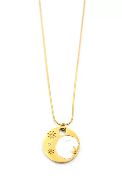 Sedef Çiçek Kolye - Altın