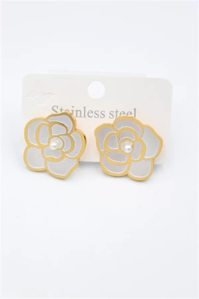 Sedef Çiçek Küpe - Altın