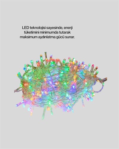 Şeffaf Kablolu 50 Ampullü 5 Metre LED Işık Dekoratif Aydınlatma