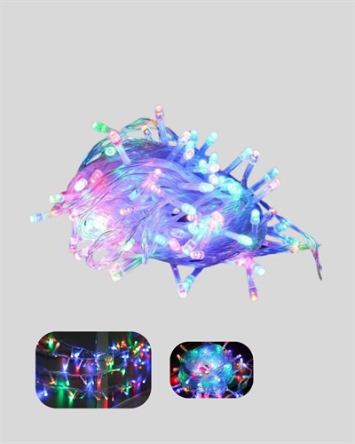 Şeffaf Kablolu 50 Ampullü 5 Metre LED Işık Dekoratif Aydınlatma