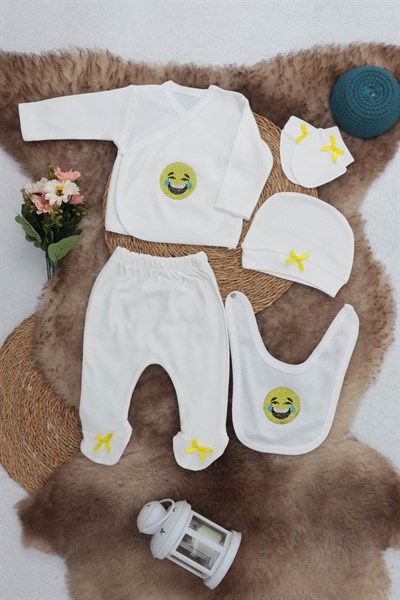Sema Baby 5 Parça Gülen Surat Hastane Çıkışı Zıbın Seti 0-3 Ay