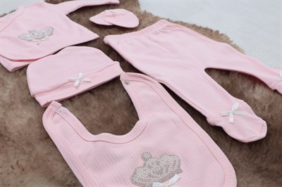 Sema Baby 5 Parça Hastane Çıkışı Zıbın Seti 0-3 Ay - Queen