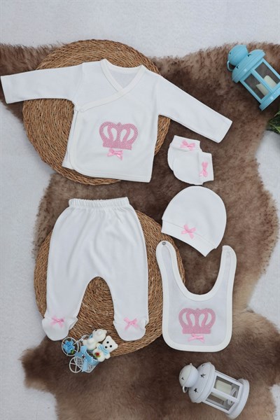 Sema Baby 5 Parça Hastane Çıkışı Zıbın Seti 0-3 Ay - Princess