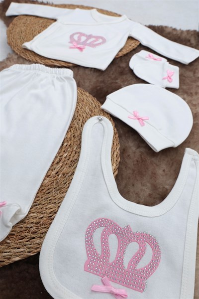 Sema Baby 5 Parça Hastane Çıkışı Zıbın Seti 0-3 Ay - Princess