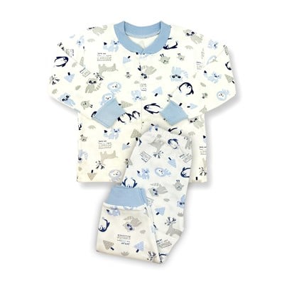 Sema Baby Happy Animals Bebek Pijama Takımı Mavi 3-6 Ay