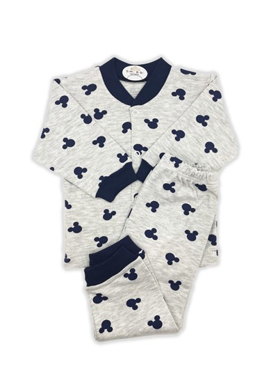 Sema Baby Mickey Mouse Bebek Pijama Takımı - Gri & Lacivert 3-6 Ay