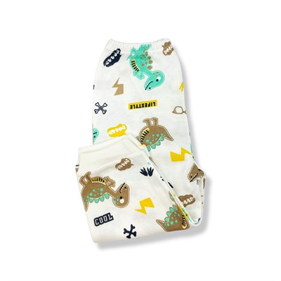 Sema Baby Sevimli Dino Bebek Pijama Takımı 6-9 Ay ( Yeşil - Kahve )