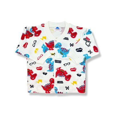 Sema Baby Sevimli Dino Bebek Pijama Takımı 6-9 Ay ( Kırmızı - Mavi )