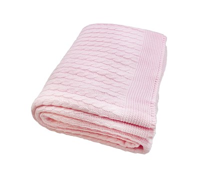 Sema Baby Saç Örgü Triko Bebek Battaniye - Pembe