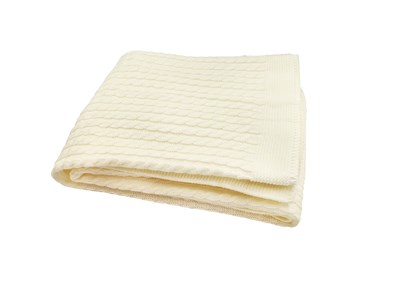 Sema Baby Saç Örgü Triko Bebek Battaniye - Krem