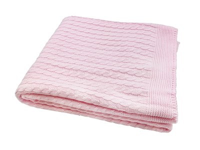 Sema Baby Saç Örgü Triko Bebek Battaniye - Pembe