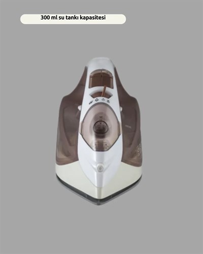 Seramik Tabanlı Buharlı Ütü 2200W Dikey Ütüleme 300ml Kahverengi