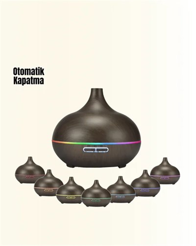 Sessiz Çalışan Aromaterapi Difüzörü – 4 Zaman Ayarlı, 7 Renkli Işık Seçeneği