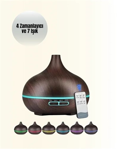 Sessiz Çalışan Aromaterapi Difüzörü – 4 Zaman Ayarlı, 7 Renkli Işık Seçeneği