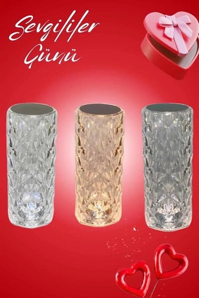 Sevgililer Günü İçin Hediye Kristal Lamba Sevgiliye Hediye USB Şarjlı Gece Lambası