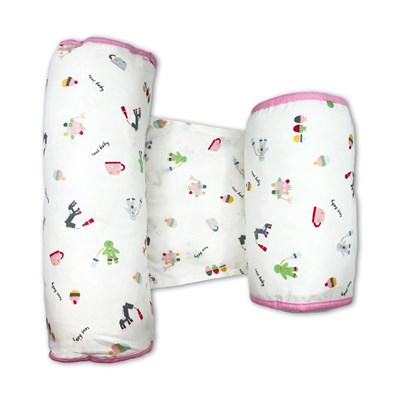 Sevi Bebe Yuvarlak Güvenli Yan Yatış Yastığı - Pembe Desenli