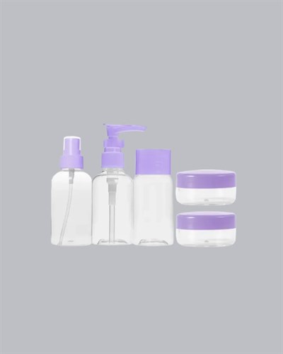 Seyahat Banyo Seti 5 Parça Şeffaf Taşıma Çantalı 30 ml