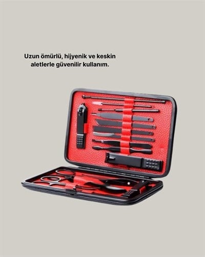 Şık Kutu Tasarımlı 17 Parça Manikür Pedikür Seti Dayanıklı ve Hijyenik